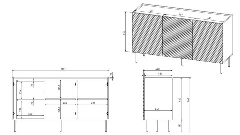 Komoda 3D2SZ ONDA 150x45xH85 zieleń