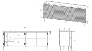 Komoda 4D2SZ ONDA 200x45xH85 zieleń