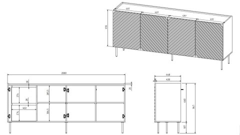 Komoda 4D2SZ ONDA 200x45xH85 zieleń