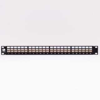 Patch panel keystone 19" 24-porty, FTP, wyposażony 24xkeystone jack kat. 5e, Netrack