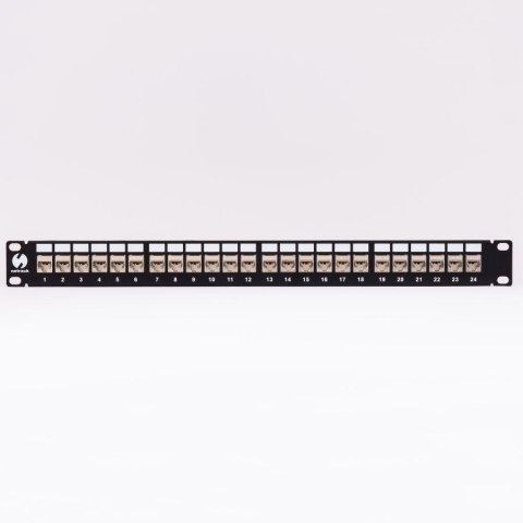 Patch panel keystone 19" 24-porty, FTP, wyposażony 24xkeystone jack kat. 5e, Netrack