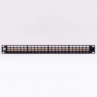 Patch panel keystone 19" 24-porty, FTP, wyposażony 24xkeystone jack kat. 6A, Netrack