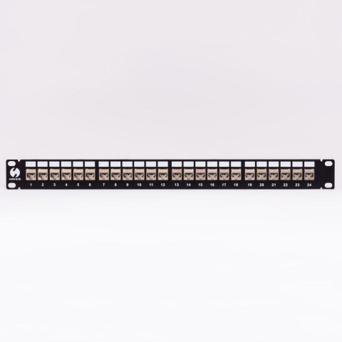 Patch panel keystone 19" 24-porty, FTP, wyposażony 24xkeystone jack kat. 6A, Netrack