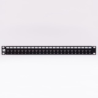 Patch panel keystone 19" 24-porty, UTP, wyposażony 24xkeystone jack kat. 6, Netrack