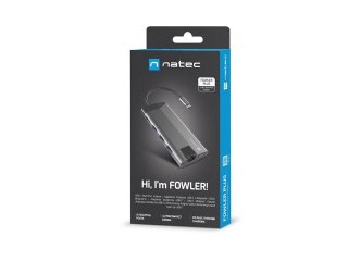 MULTIPORT ADAPTER NATEC FOWLER PLUS USB-C 8W1 HUB -> USB 3.0 3X, HDMI 4K, USB-C PD, RJ45, SD, MICRO