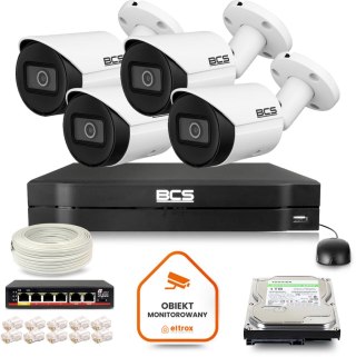 Zestaw monitoringu IP BCS Line 4x Kamera BCS-L-TIP14FSR3-Ai1 Rejestrator z dyskiem 1TB