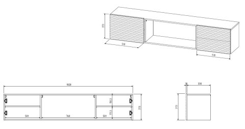 Szafka RTV TULA 183x35x37 biały mat + biały kominek