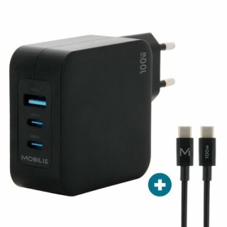 WALL CHARGER - 100 W - 2 USB C/+ 1 USB A GAN + CABLE - 2M - 100