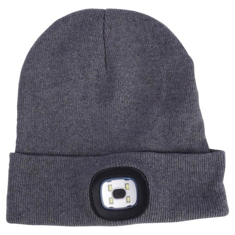 Czapka z latarką beanie szara