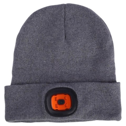 Czapka z latarką beanie szara