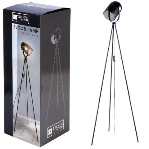 Lampa podłogowa metalowa czarna 148 cm