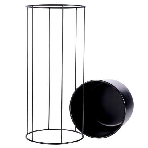 Osłonka na doniczkę na stojaku metalowa czarna 20,5x45,5 cm Osłonka na doniczkę na stojaku metalowa czarna 20,5x45,5 cm