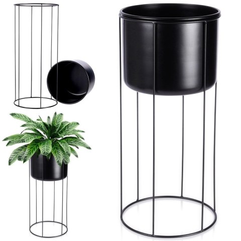 Osłonka na doniczkę na stojaku metalowa czarna 20,5x45,5 cm Osłonka na doniczkę na stojaku metalowa czarna 20,5x45,5 cm