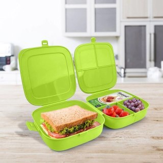 Pojemnik śniadaniowy lunchbox dzielony zielony 2x700 ml